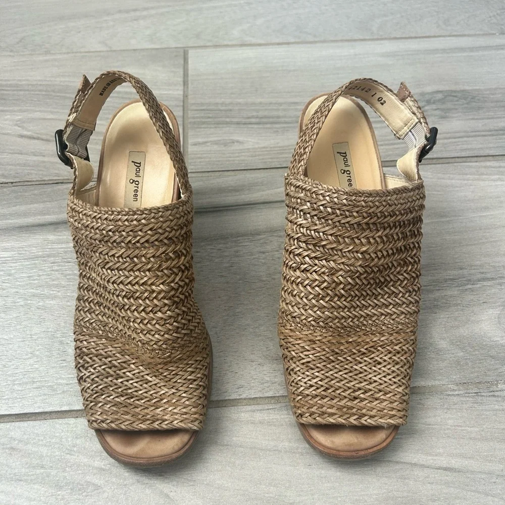 Paul Green Brown Woven Espadrilles 8.5 MN